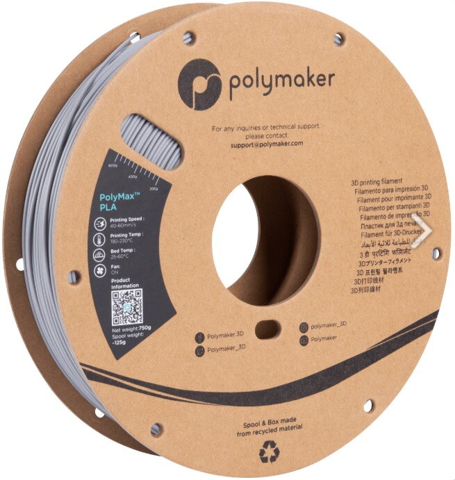 Polymaker PolyMax Tough PLA - 2,85 mm 750 g šedá barva