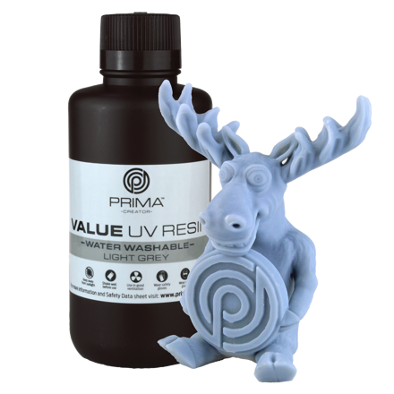PrimaCreator Value Water Washable UV Resin - 500 ml - Light Grey