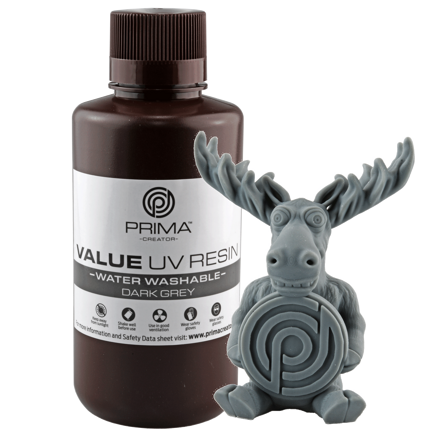 PrimaCreator Value Water Washable UV Resin - 500 ml - Dark Grey