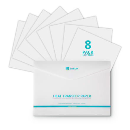 LOKLiK Heat Transfer Paper Sheet - Light - 8-pack