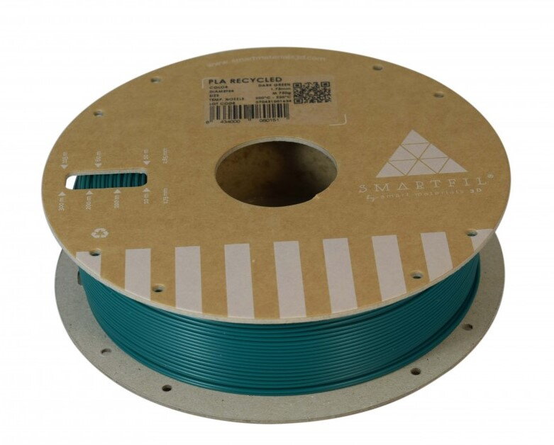 PLA filament z recyklátu tmavě zelený 1,75 mm Smartfil 0,75kg