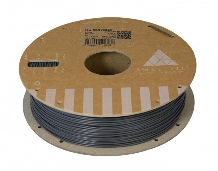 PLA filament z recyklátu tmavě šedý 1,75 mm Smartfil 0,75kg