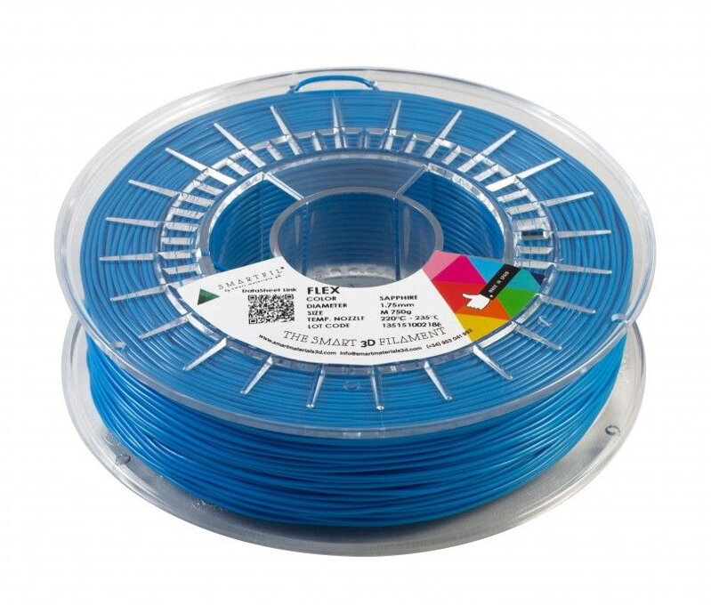 FLEX filament safírově modrý 1,75 mm Smartfil Cívka: 0,75 kg