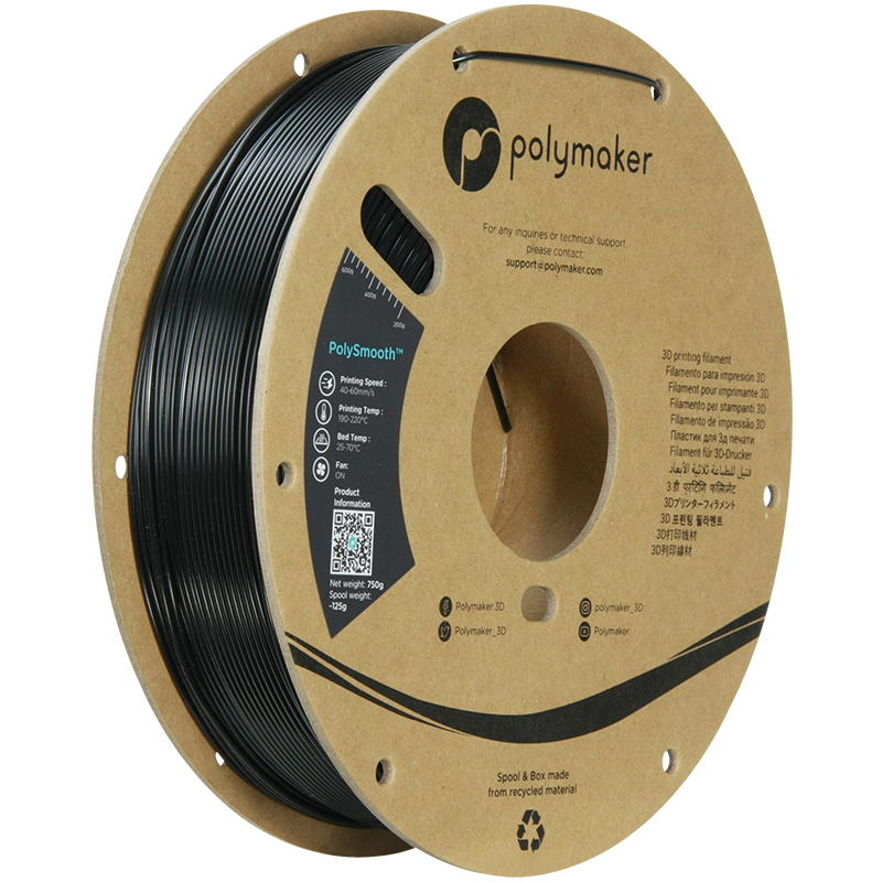 PolySmooth filament černý 1,75mm Polymaker 750g