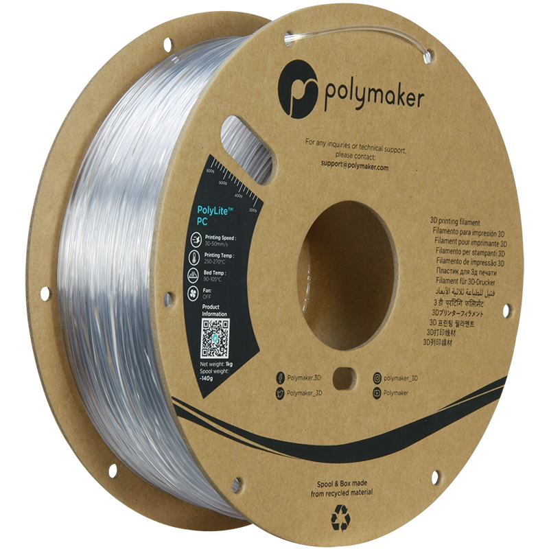PC PolyLite filament transparentní 1,75mm Polymaker 1 kg