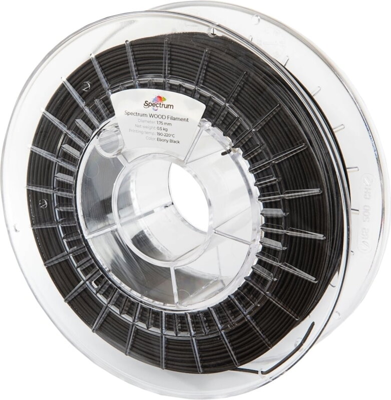WOOD filament ebony black 1,75 mm Spectrum 0,5 kg WOOD filament ebony black 1,75 mm Spectrum 0,5 kg