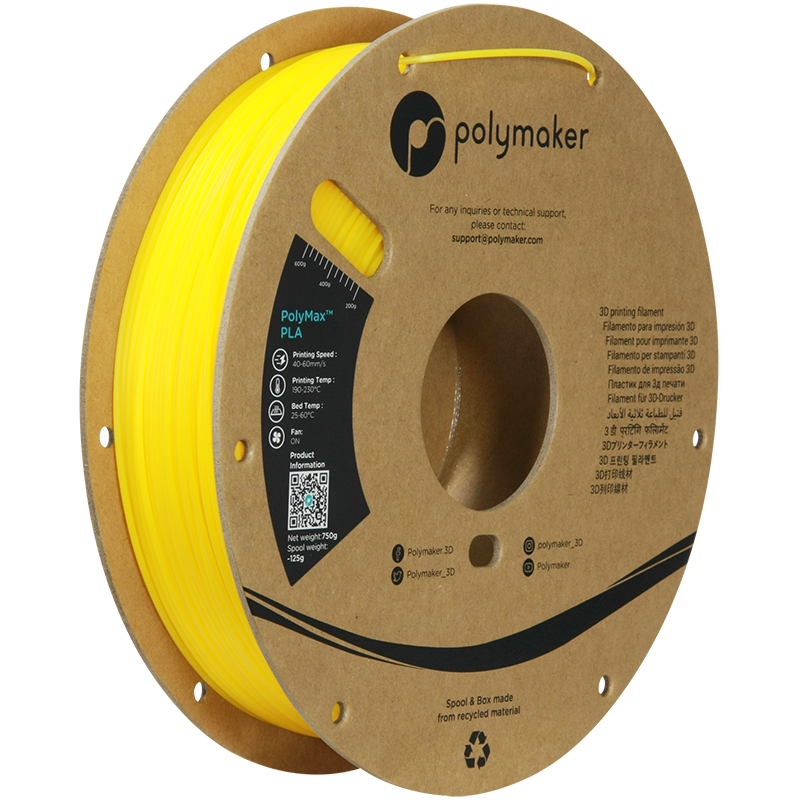 PLA PolyMax filament žlutý 1,75mm Polymaker 750g