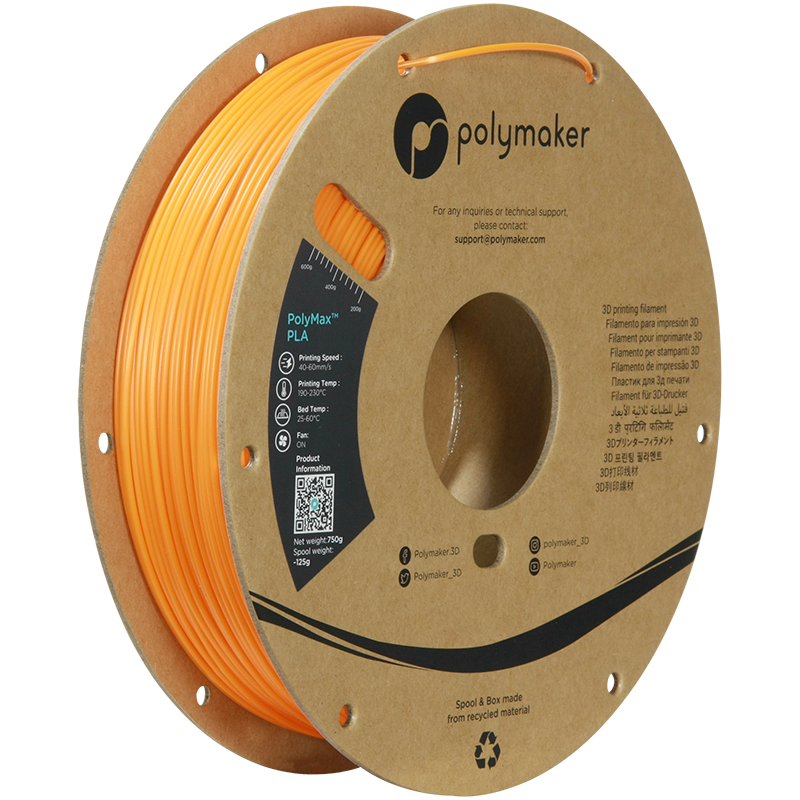PLA PolyMax filament oranžový 1,75mm Polymaker 750g