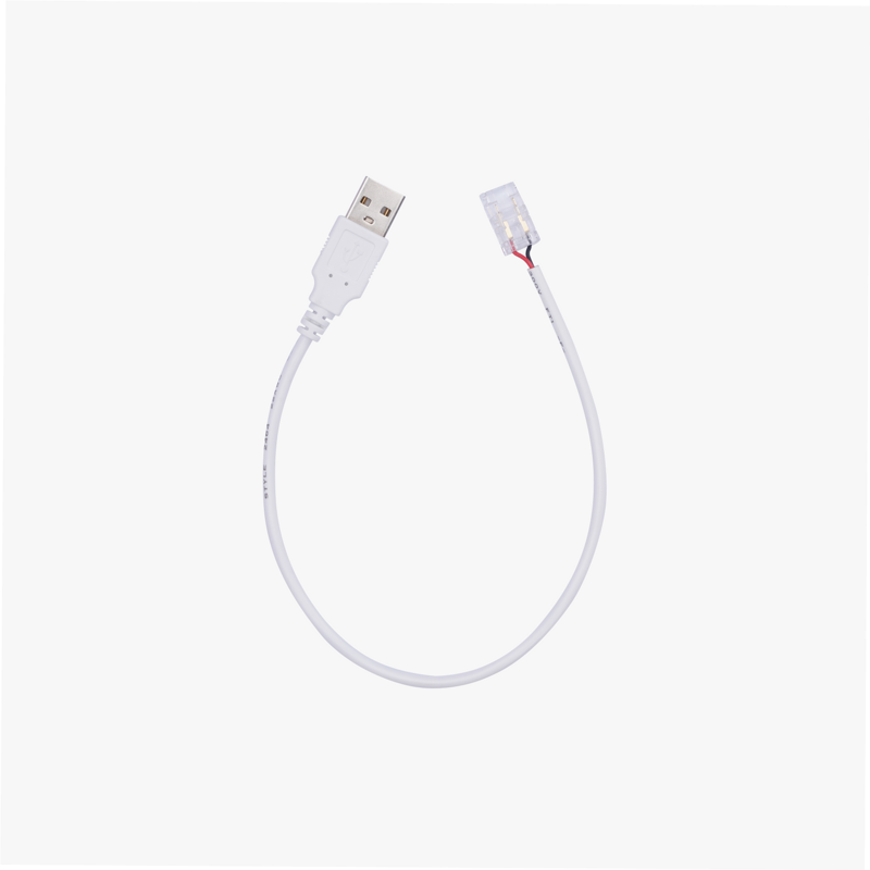 USB-A to 2 Pin 8mm Solderless Quick Connector For White LED