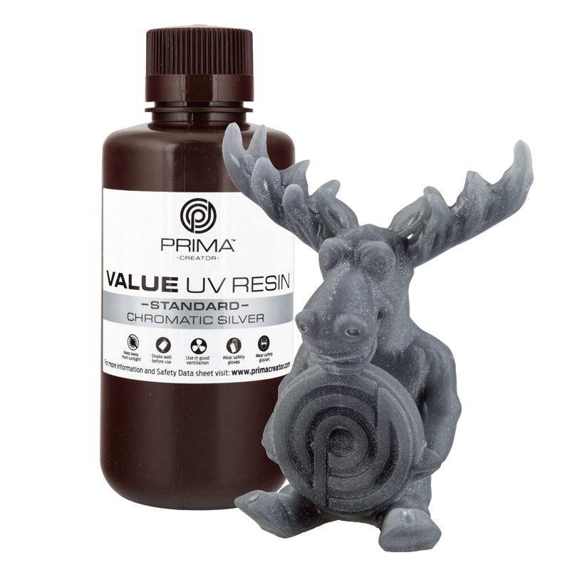 PrimaCreator Value UV / DLP Resin - 500 ml - Chromatic Silver