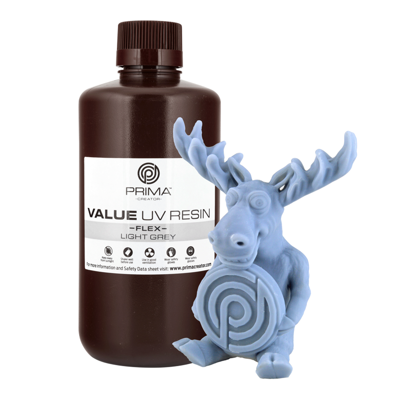 PrimaCreator Value Flex UV Resin - 1000 ml - Light Grey PrimaCreator Value Flex UV Resin - 1000 ml - Light Grey