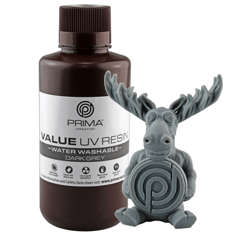 PrimaCreator Value Water Washable UV Resin - 500 ml - Dark Grey PrimaCreator Value Water Washable UV Resin - 500 ml - Dark Grey