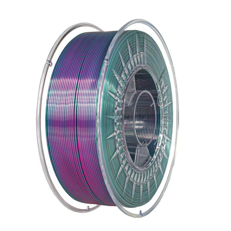 Filament DEVIL DESIGN PLA SILK DUAL PERLEŤOVĚ RŮŽOVÁ + STUDENĚ ZELENÁ 1,75 mm 1 kg. Filament DEVIL DESIGN PLA SILK DUAL PERLEŤOVĚ RŮŽOVÁ + STUDENĚ ZELENÁ 1,75 mm 1 kg.