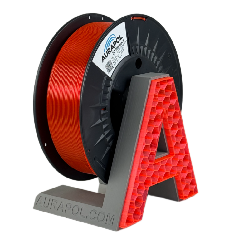 Filament AURAPOL PETG STAINED ORANGE GLASS TRANSPARENT 1,75 mm 1 kg. Filament AURAPOL PETG STAINED ORANGE GLASS TRANSPARENT 1,75 mm 1 kg.