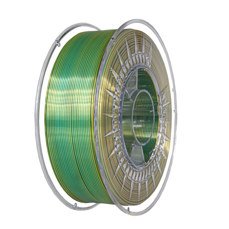 Filament DEVIL DESIGN PLA SILK DUAL STUDENĚ ZELENÁ + ZLATÁ 1,75 mm 1 kg. Filament DEVIL DESIGN PLA SILK DUAL STUDENĚ ZELENÁ + ZLATÁ 1,75 mm 1 kg.
