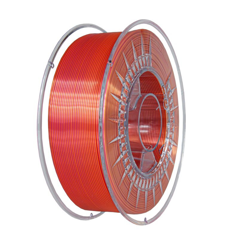 Filament DEVIL DESIGN PLA SILK DUAL PERLEŤOVĚ RŮŽOVÁ + ORANŽOVÁ 1,75 mm 1 kg. Filament DEVIL DESIGN PLA SILK DUAL PERLEŤOVĚ RŮŽOVÁ + ORANŽOVÁ 1,75 mm 1 kg.