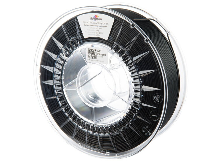 Filament Spectrum NYLON PA6 CF15 ČERNÁ NÍZKÁ DEFORMACE 1,75 mm 1 kg Filament Spectrum NYLON PA6 CF15 ČERNÁ NÍZKÁ DEFORMACE 1,75 mm 1 kg