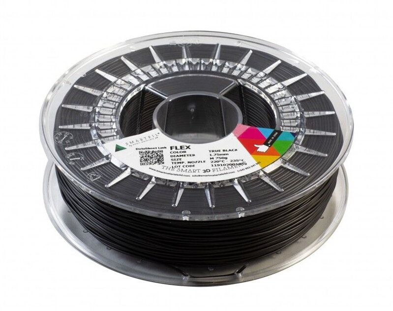 FLEX filament černý 1,75 mm Smartfil Cívka: 0,75 kg FLEX filament černý 1,75 mm Smartfil Cívka: 0,75 kg