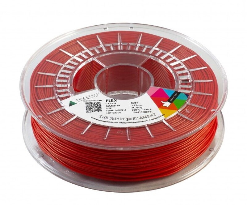 FLEX filament rubínově červený 1,75 mm Smartfil Cívka: 0,75 kg
