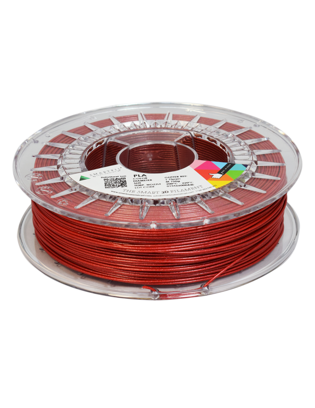 PLA filament třpytivý červený glitter red 1,75 mm Smartfil 750g