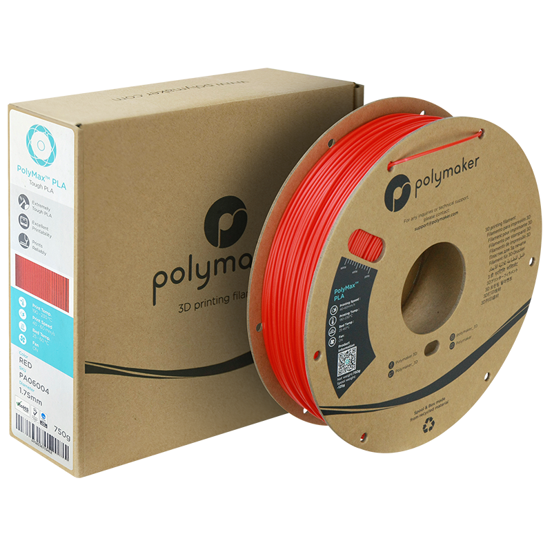 PLA PolyMax filament červený 1,75mm Polymaker 750g PLA PolyMax filament červený 1,75mm Polymaker 750g