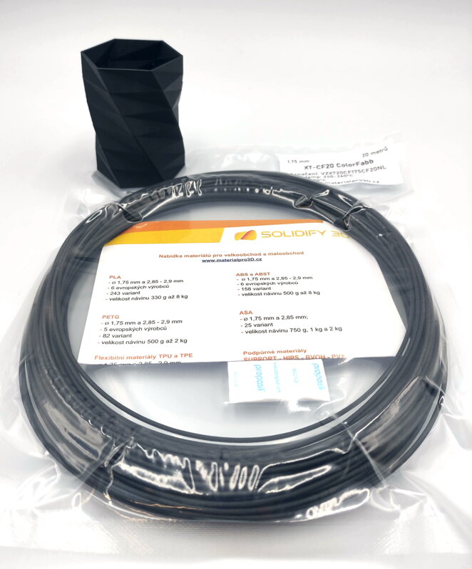 VZOREK 20 METRŮ XT-CF20 černá filament 1,75 mm ColorFabb VZOREK 20 METRŮ XT-CF20 černá filament 1,75 mm ColorFabb