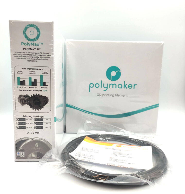 VZOREK 20 METRŮ - PC PolyMax filament černý 1,75mm Polymaker