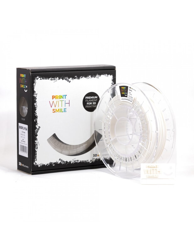 Print With Smile - BIOFIL - 1,75 mm - Matt WHITE - 500 g Print With Smile - BIOFIL - 1,75 mm - Matt WHITE - 500 g